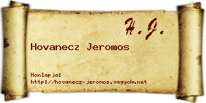 Hovanecz Jeromos névjegykártya